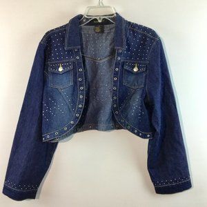 ashely stewart beading long sleeves jean jacket